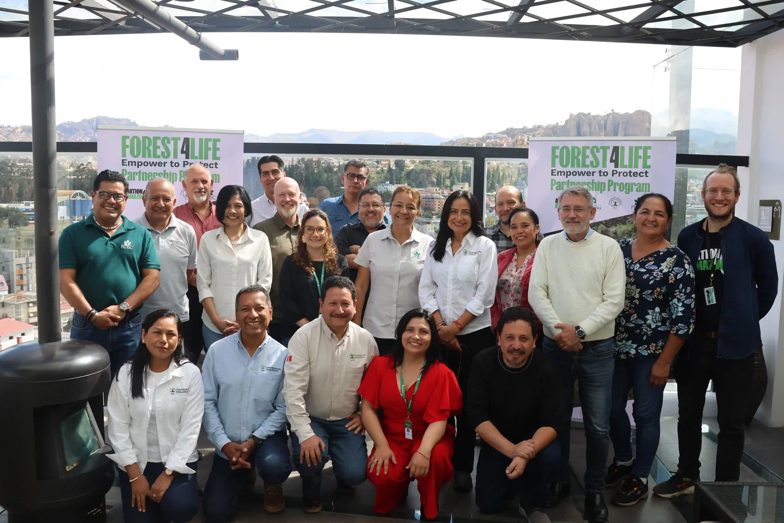 Representantes de Aktion Amazonas (Dinamarca), Conservación Amazónica - ACCA (Perú), Fundación para la Conservación del Bosque Chiquitano - FCBC (Bolivia) y Conservación Amazónica - ACEAA (Bolivia).